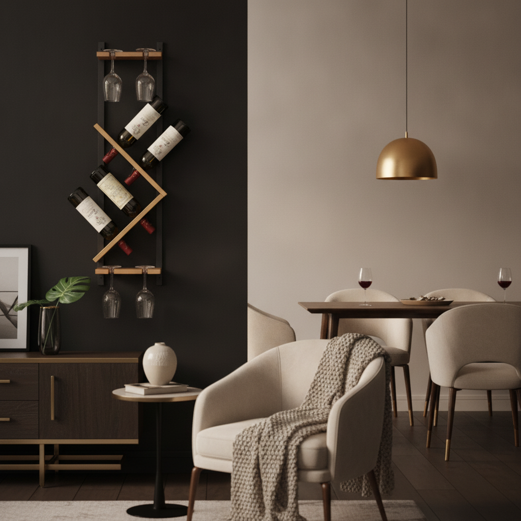 Porte Bouteille de Vin Mural en Bois