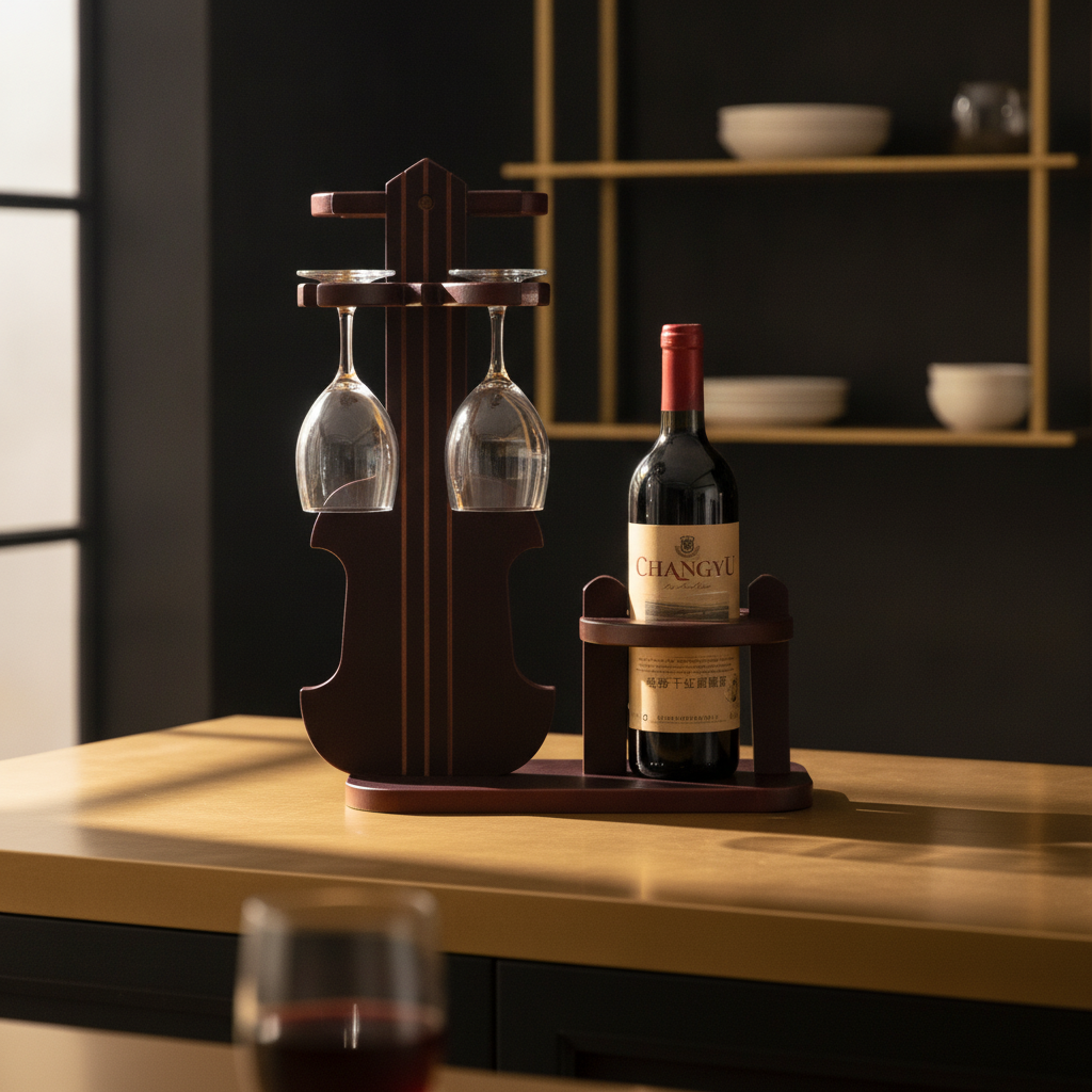 Porte Bouteille et Verre en Bois