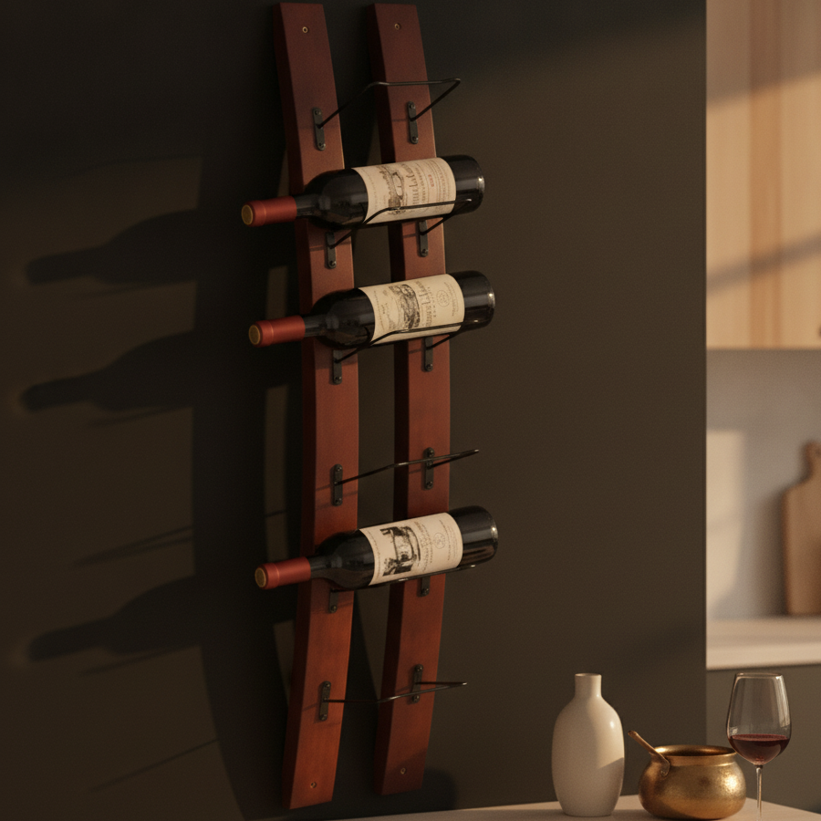 Range bouteille bois vertical